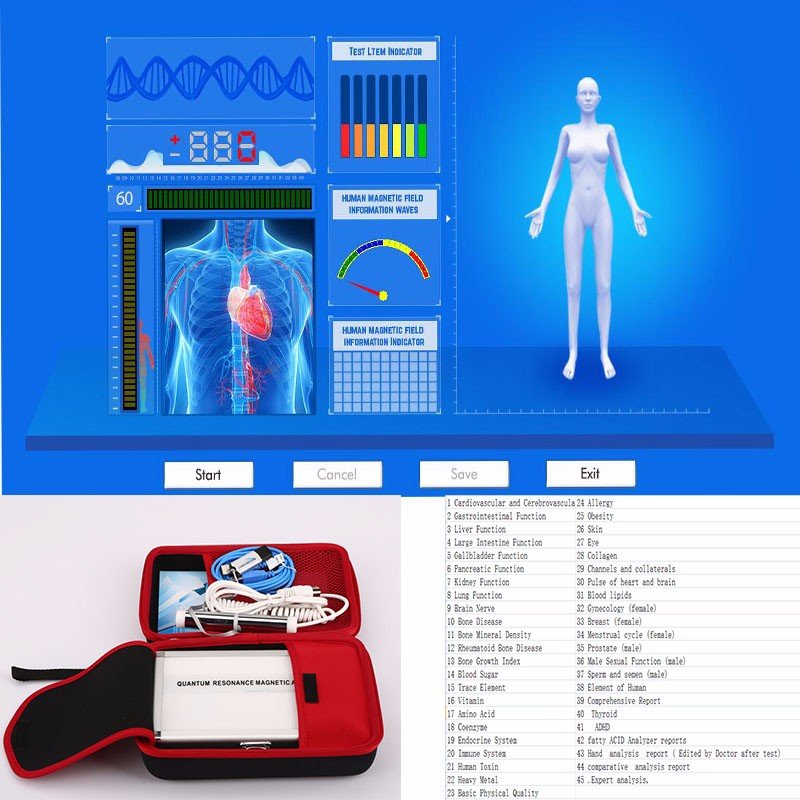 Person holding quantum resonance magnetic analyzer sensor