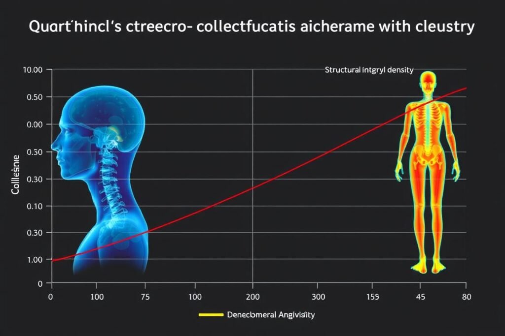 Bone health integration chart showing collagen levels and bone density correlation