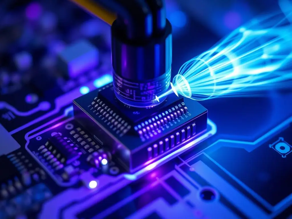 Close-up of quantum resonance magnetic analyzer sensor detecting electromagnetic signals