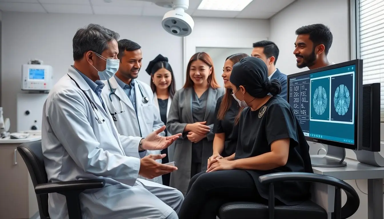 Healthcare professionals using Maikong quantum analyzer in clinical setting Healthcare professionals using Maikong quantum analyzer in clinical setting