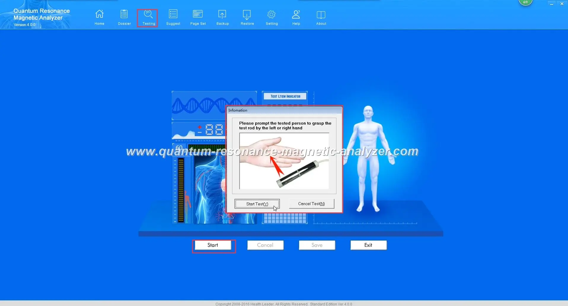 Non-invasive scanning with quantum body analyzer machine