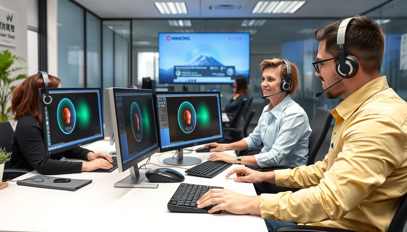 MAIKONG technical support team assisting customers with the 9D NLS Quantum Health Analyzer