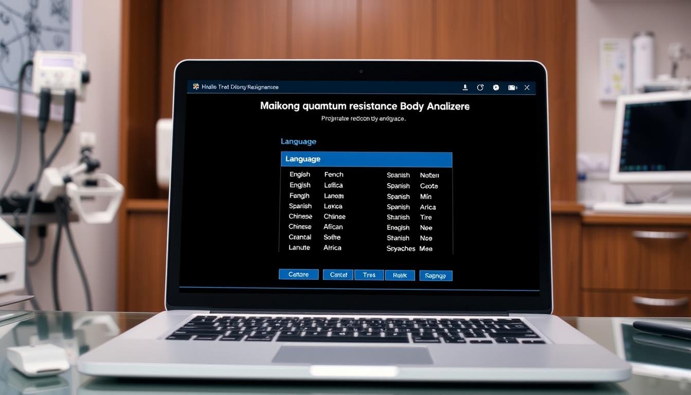 Maikong quantum magnetic resonance body analyzer software language selection screen