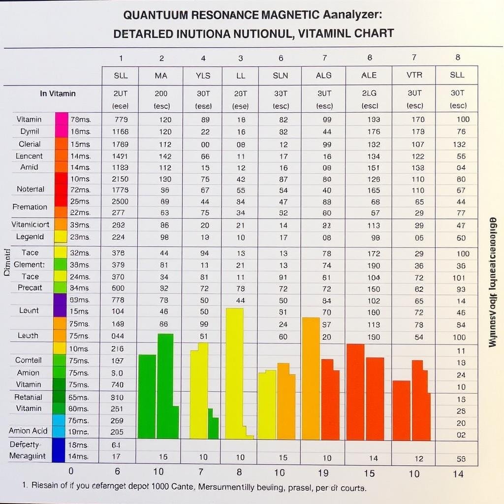 Nutritional analysis chart from Quantum Analyzer