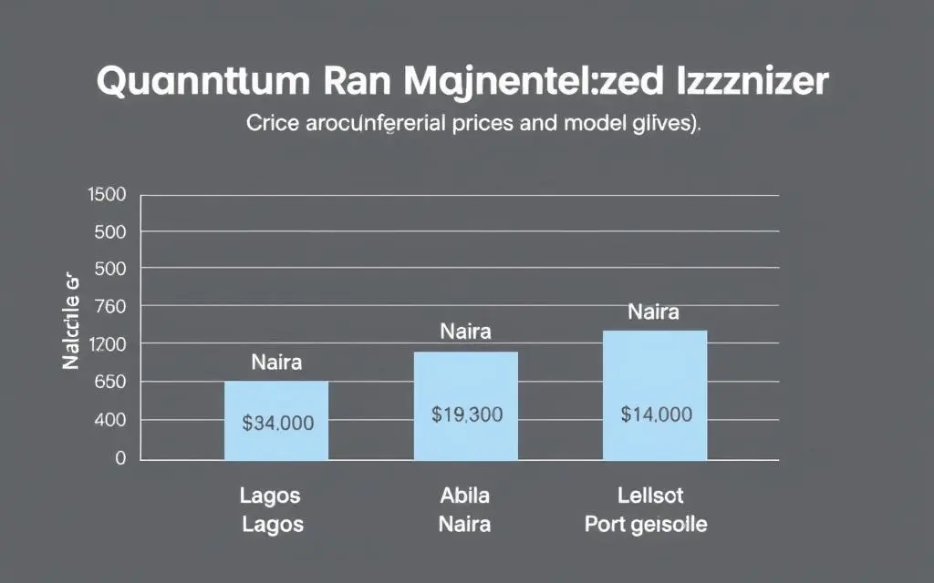 Price comparison chart showing quantum resonance magnetic analyzer costs across different Nigerian cities