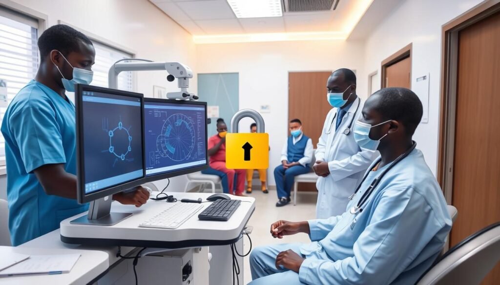 Quantum Resonance Magnetic Analyzer Encryption Lock being used in a Nigerian medical facility