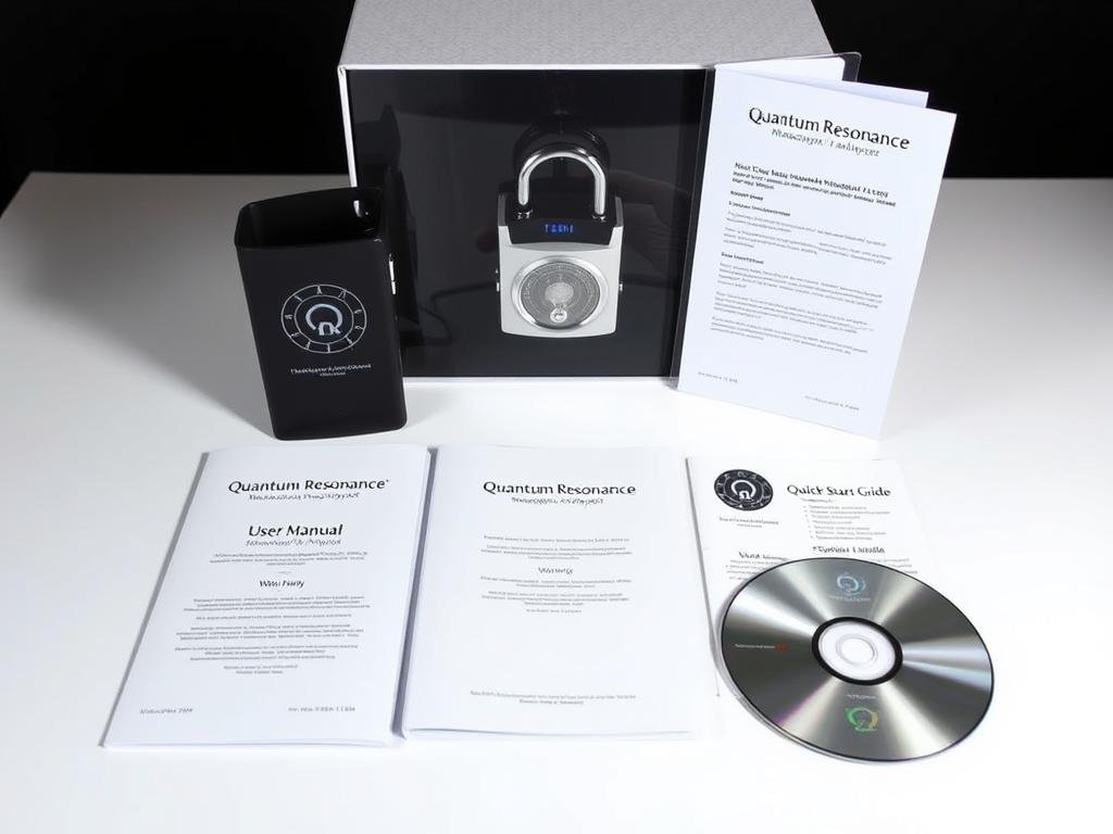 Quantum Resonance Magnetic Analyzer Encryption Lock package with warranty card and manual