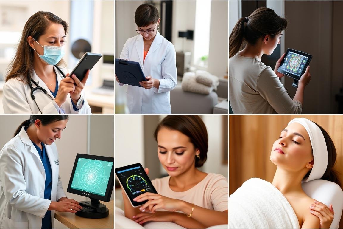 Various health professionals using the MAIKONG 9D NLS Quantum Health Analyzer