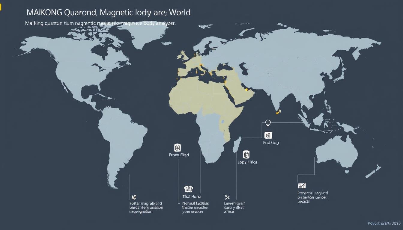 World map showing global distribution of Maikong quantum magnetic resonance body analyzer