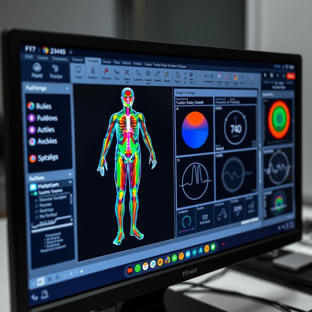 Advanced software interface of quantum analyzer showing 3D body mapping