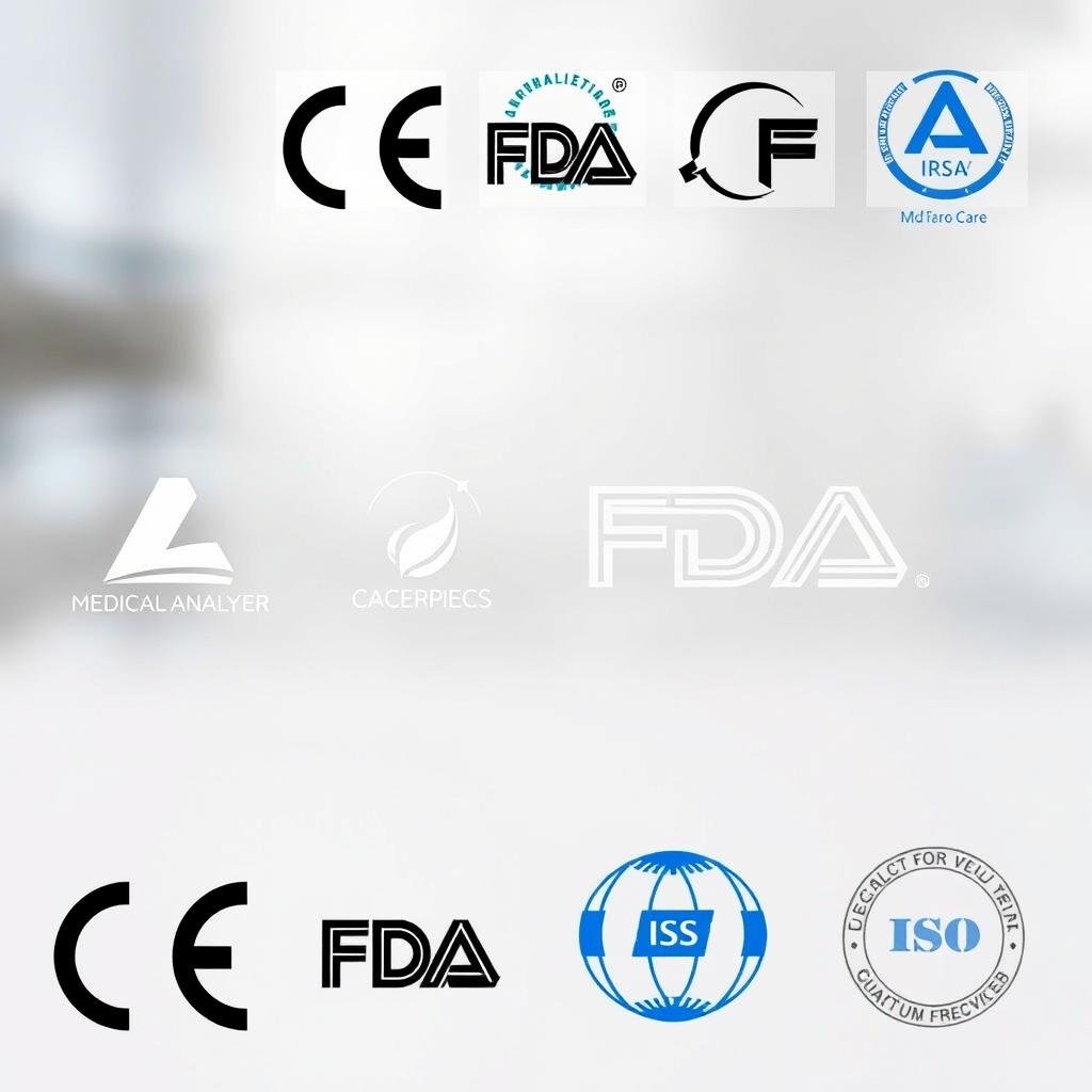 Certification marks for medical devices including CE and ISO