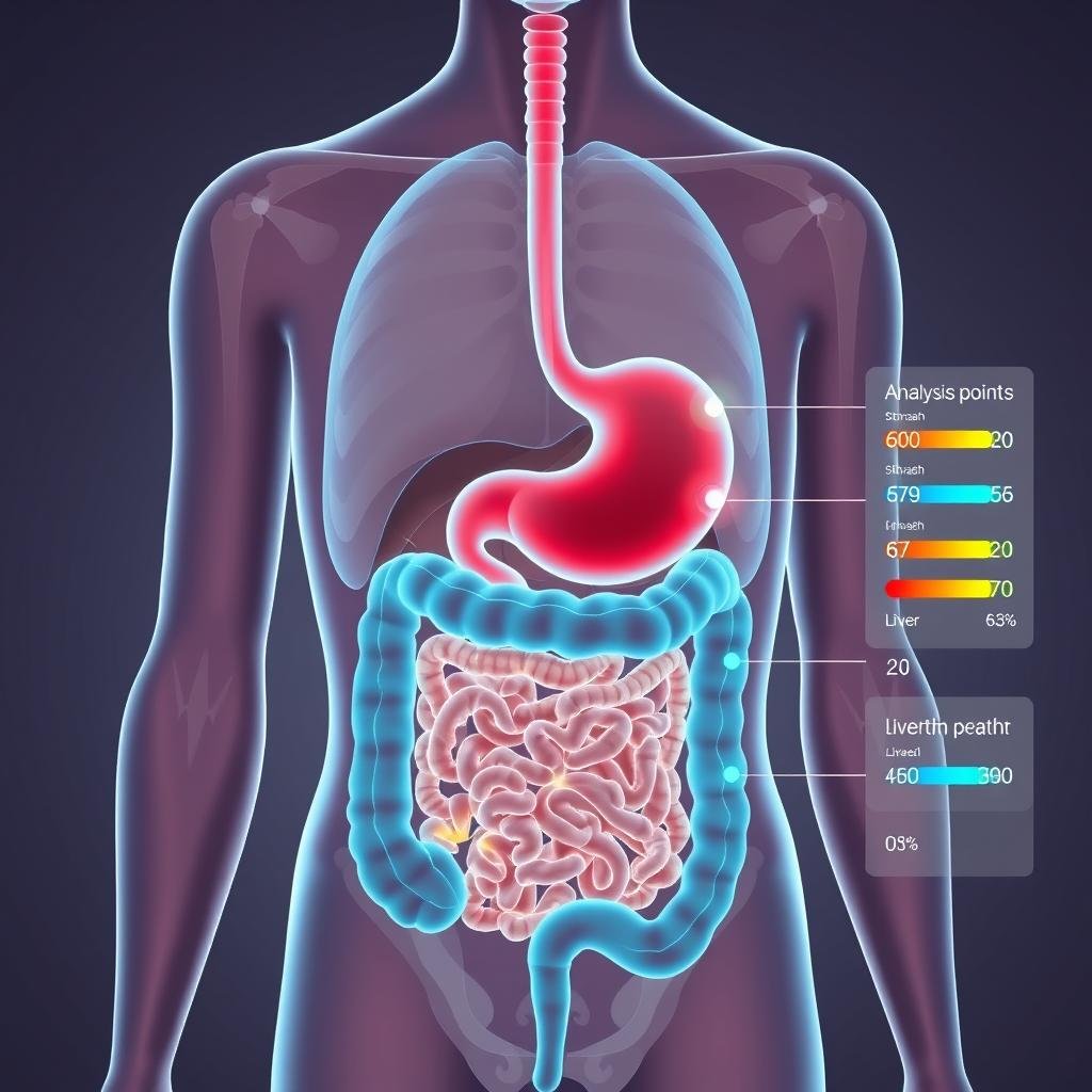 Digestive system analysis from palm quantum health analyzer