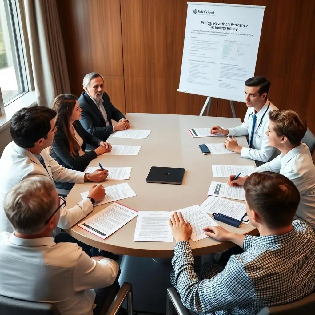 Healthcare professionals discussing ethical considerations of quantum resonance technology Healthcare professionals discussing ethical considerations of quantum resonance technology