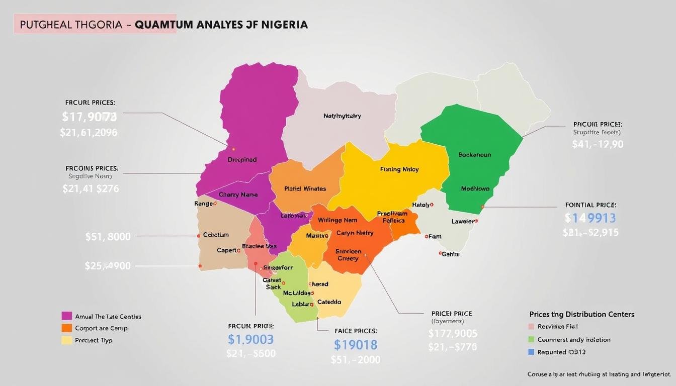 Map showing price variations of quantum analyzers across different regions of Nigeria Map showing price variations of quantum analyzers across different regions of Nigeria
