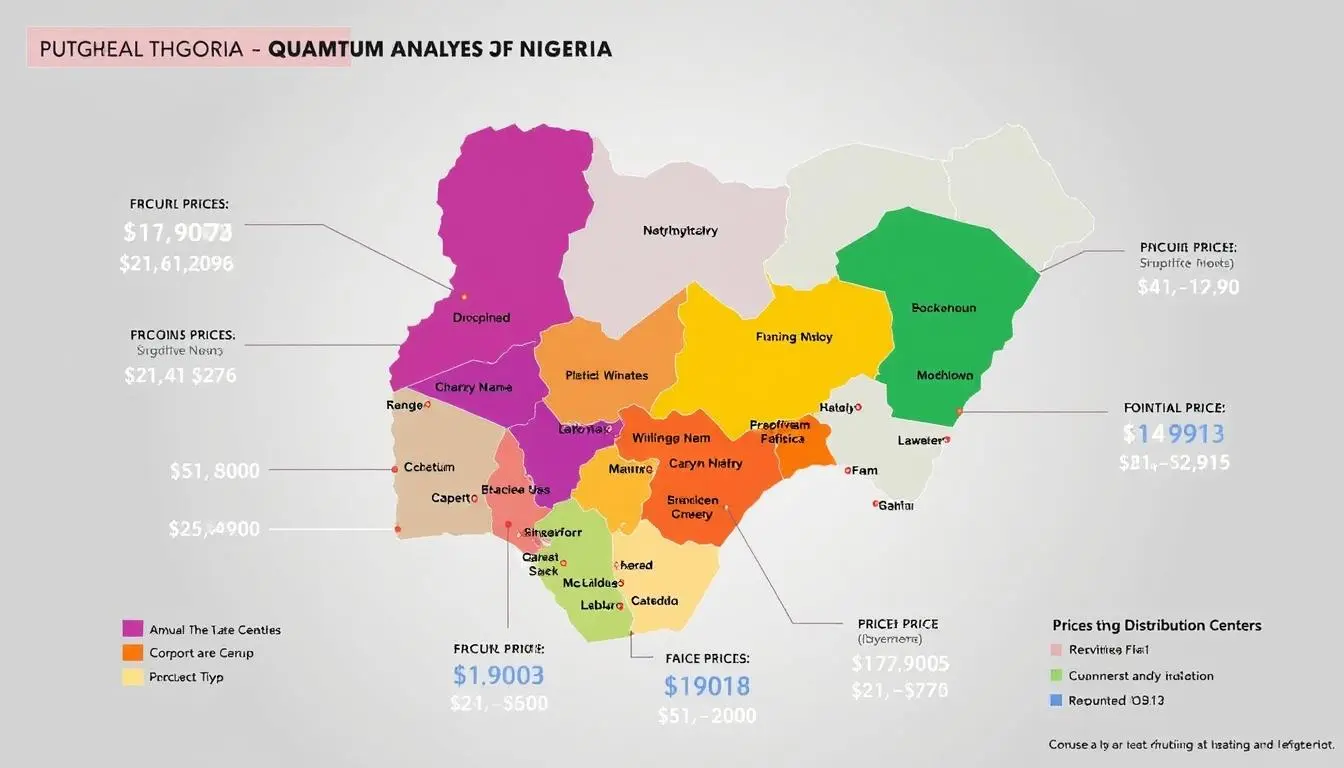Map showing price variations of quantum analyzers across different regions of Nigeria