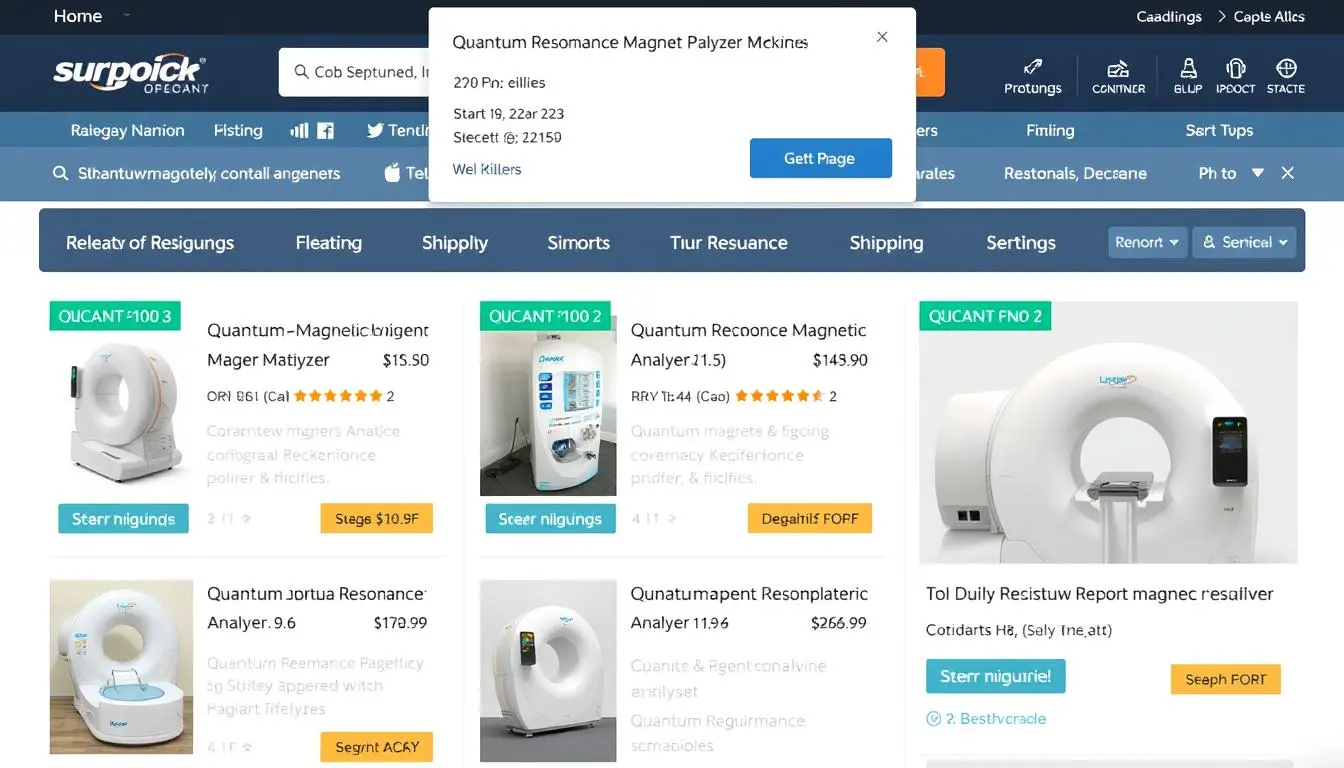 Online marketplace showing quantum analyzer listings
