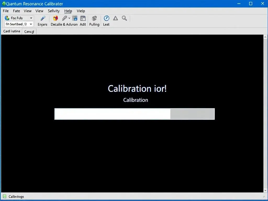 Calibration screen showing the process in progress