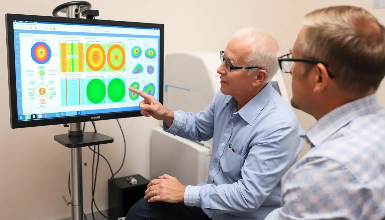 Certified Quantum Resonance Magnetic Analyzer operator explaining results to client