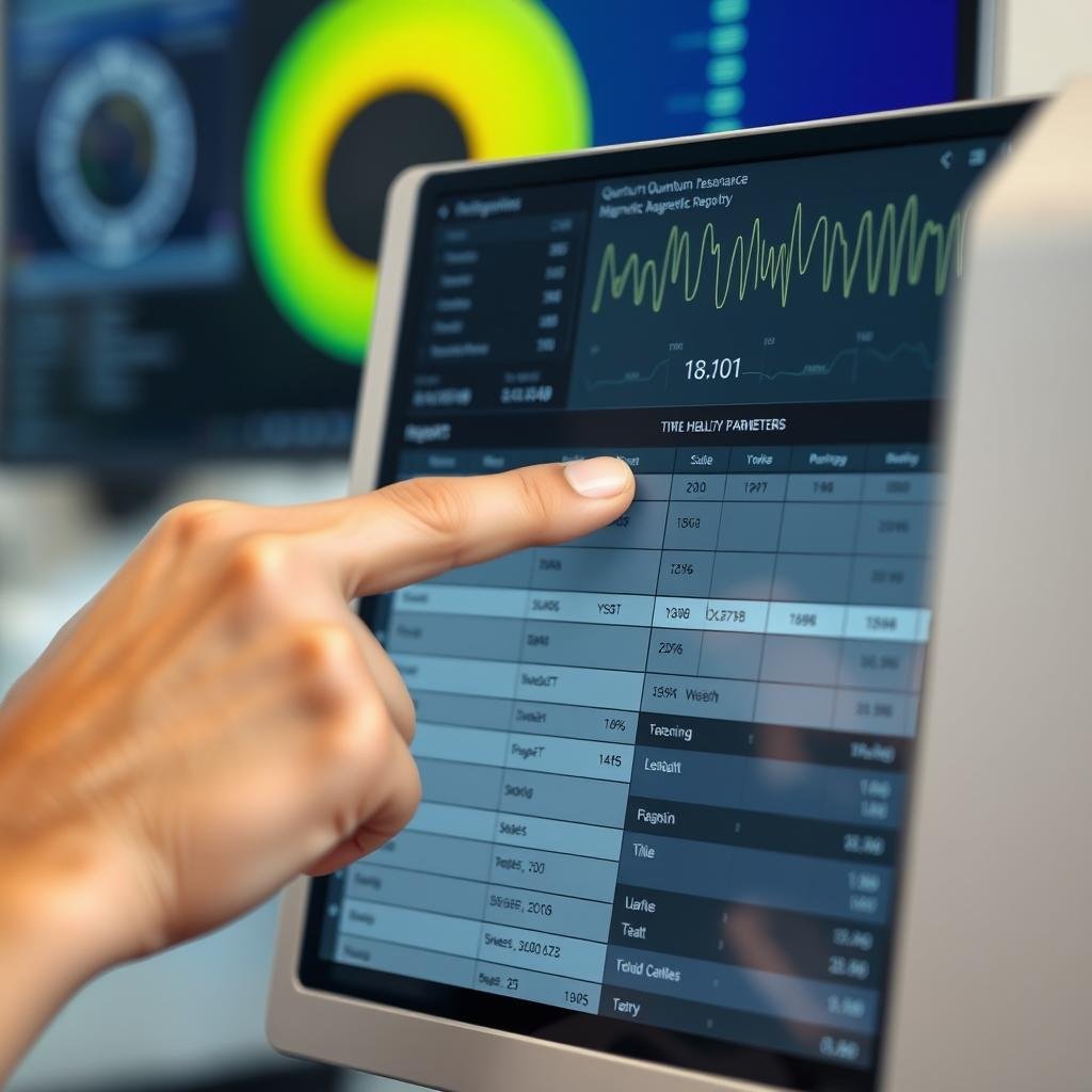 Coach highlighting key health parameters on analyzer report Coach highlighting key health parameters on analyzer report
