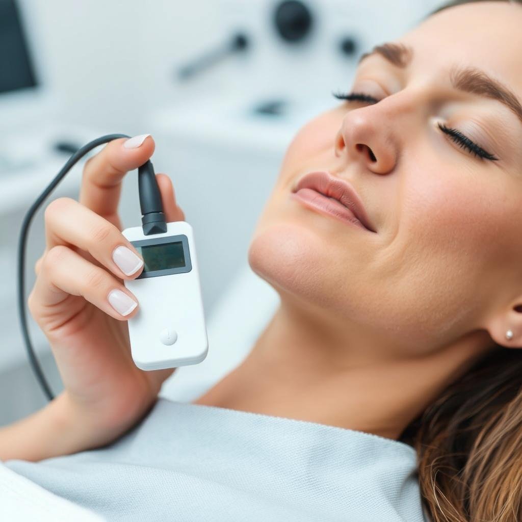 Comfortable patient using Quantum Resonance Magnetic Analyzer Comfortable patient using Quantum Resonance Magnetic Analyzer