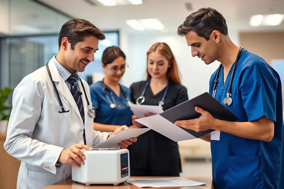 Healthcare professional making equipment decision