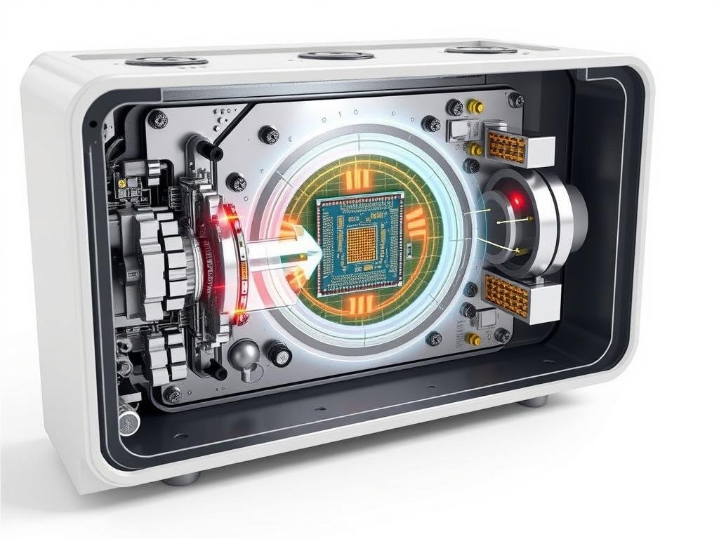 Internal technology of Quantum Resonance Magnetic Analyzer showing sensors and components Internal technology of Quantum Resonance Magnetic Analyzer showing sensors and components