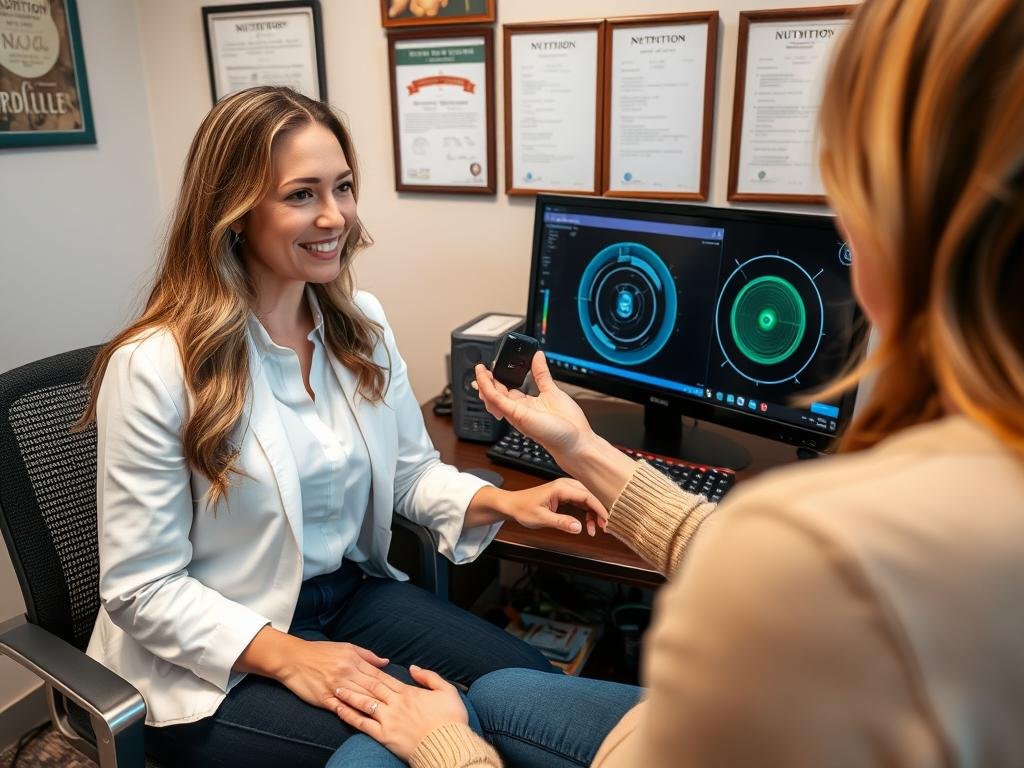 Nutritionist conducting a scan with the Quantum Resonance Magnetic Analyzer Nutritionist conducting a scan with the Quantum Resonance Magnetic Analyzer