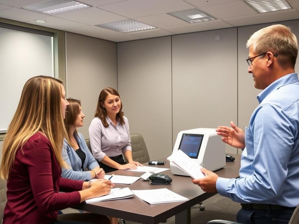 Training session for clinic staff on using the Quantum Resonance Magnetic Analyzer Training session for clinic staff on using the Quantum Resonance Magnetic Analyzer