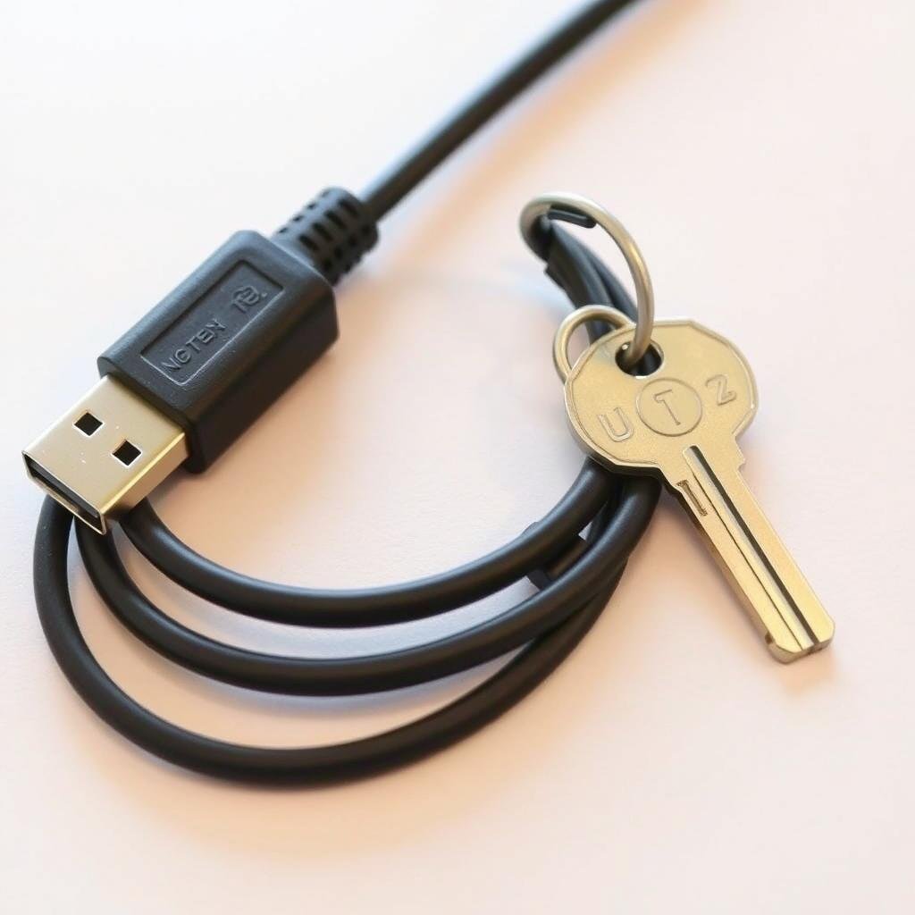 USB connection cable and encryption key USB connection cable and encryption key