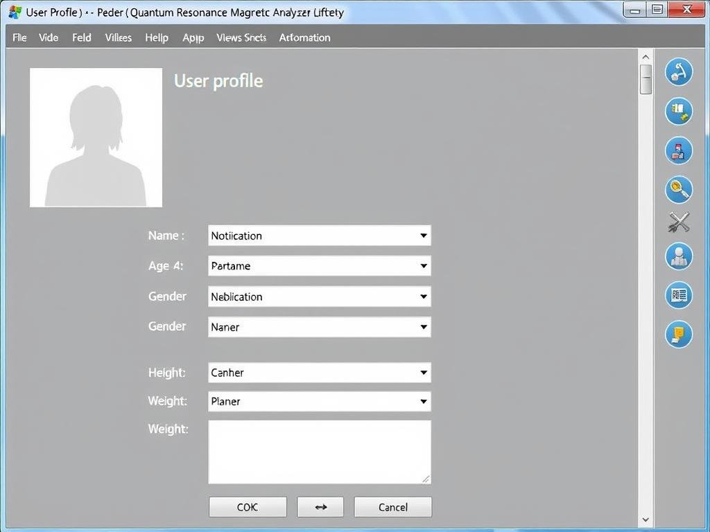 User profile creation screen in the analyzer software User profile creation screen in the analyzer software
