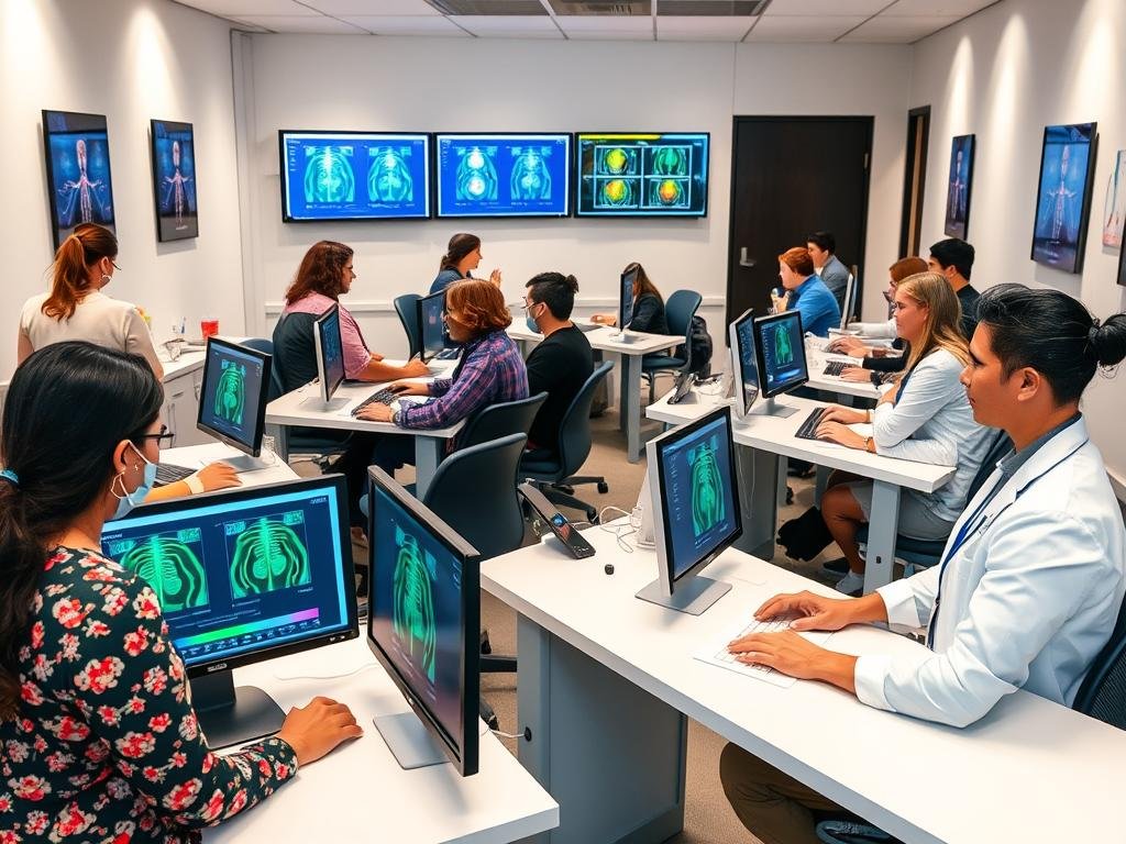 Wellness clinic using Quantum Resonance Magnetic Analyzer with multiple clients receiving assessments Wellness clinic using Quantum Resonance Magnetic Analyzer with multiple clients receiving assessments