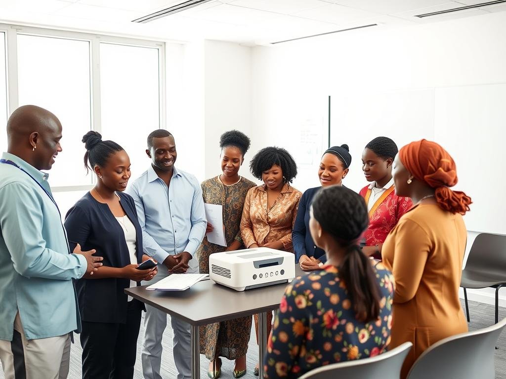 African wellness practitioners receiving training on health technology