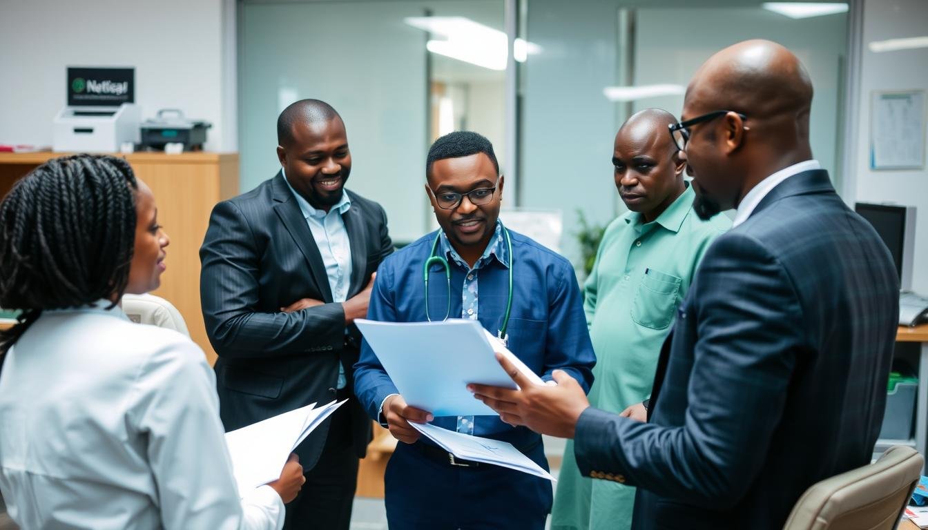 Business meeting between medical equipment distributors in Nigeria Business meeting between medical equipment distributors in Nigeria