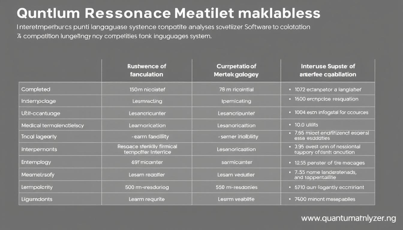 Comparison chart showing language support across different health analyzer systems