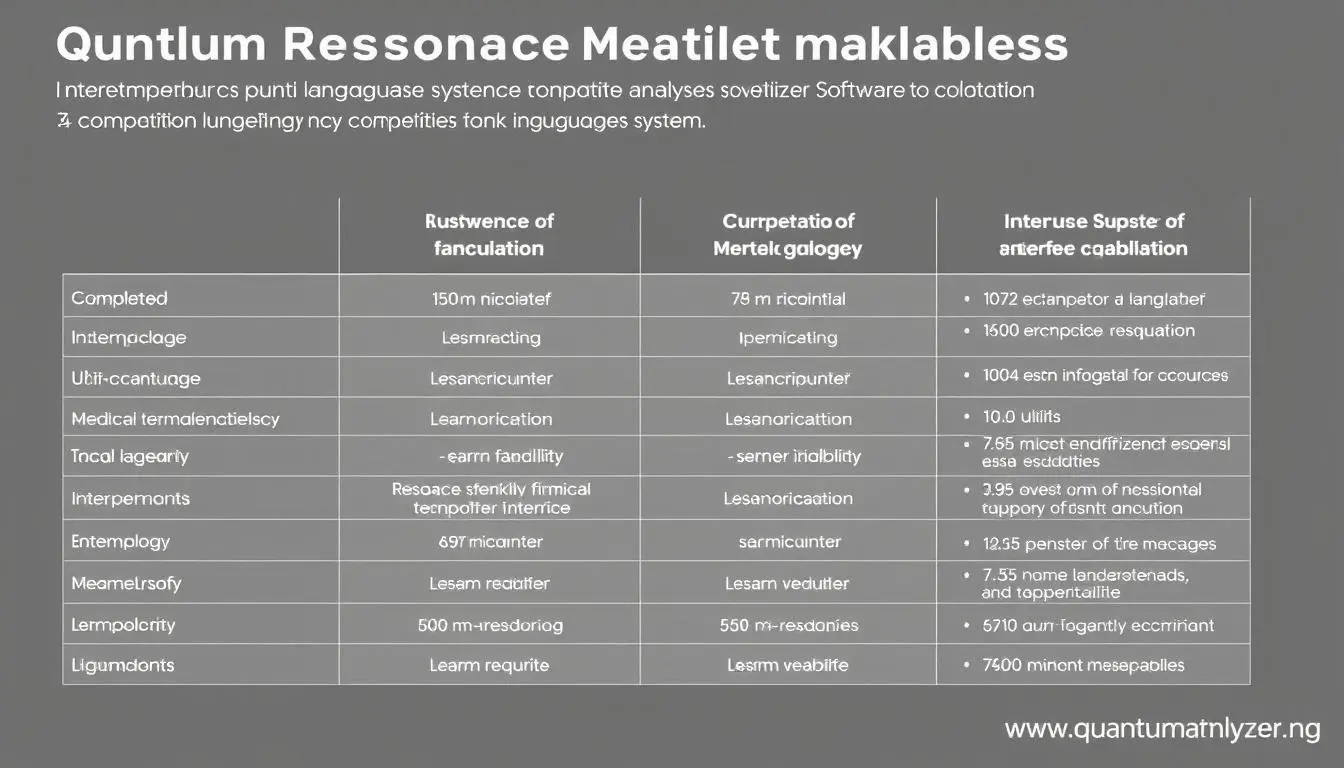 Comparison chart showing language support across different health analyzer systems Comparison chart showing language support across different health analyzer systems