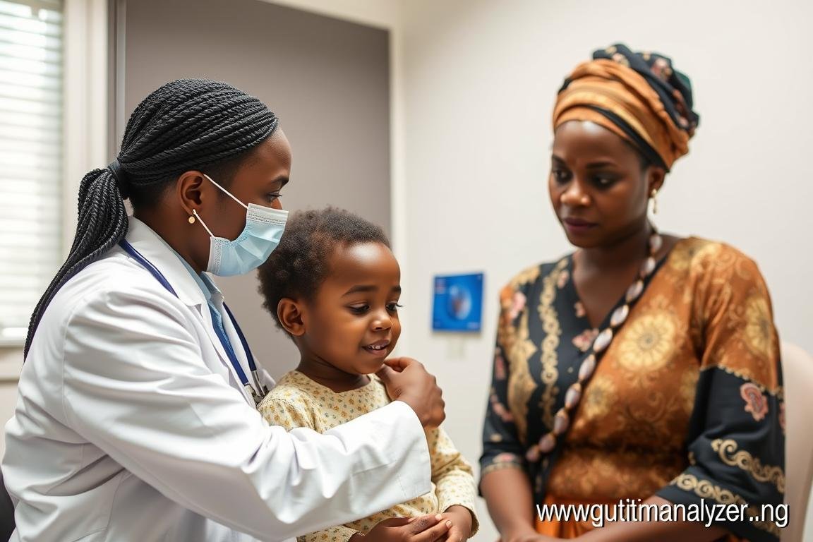Healthcare professional using Quantum Resonance Magnetic Analyzer with a child patient Healthcare professional using Quantum Resonance Magnetic Analyzer with a child patient