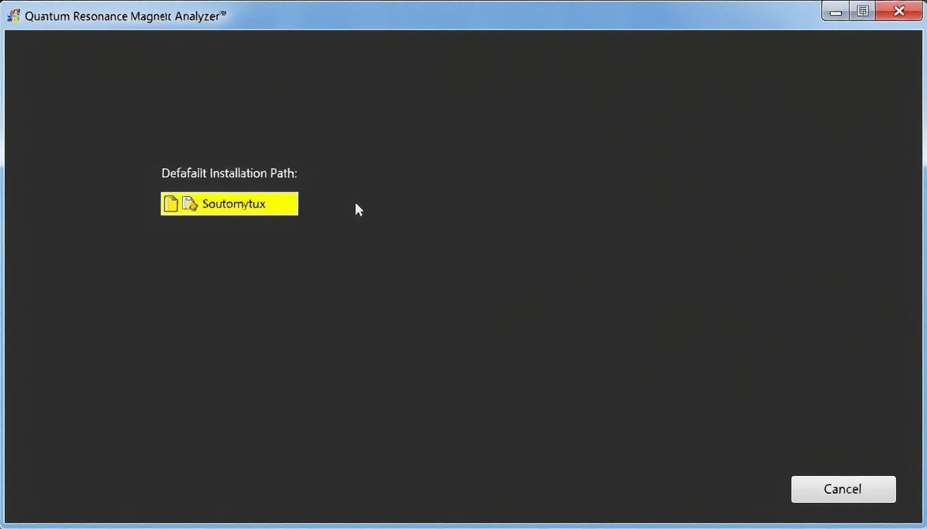 Installation directory selection screen for Quantum Analyzer software Installation directory selection screen for Quantum Analyzer software