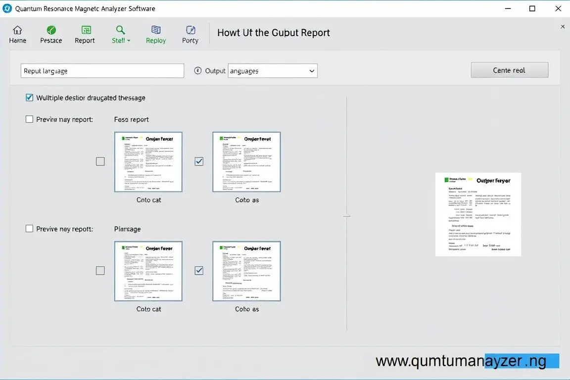 Multi-language report generation screen showing options for different language outputs Multi-language report generation screen showing options for different language outputs