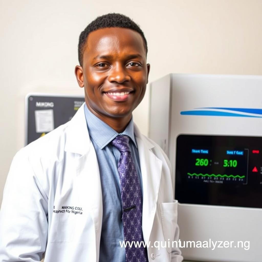 Nigerian doctor using Quantum Resonance Magnetic Analyzer