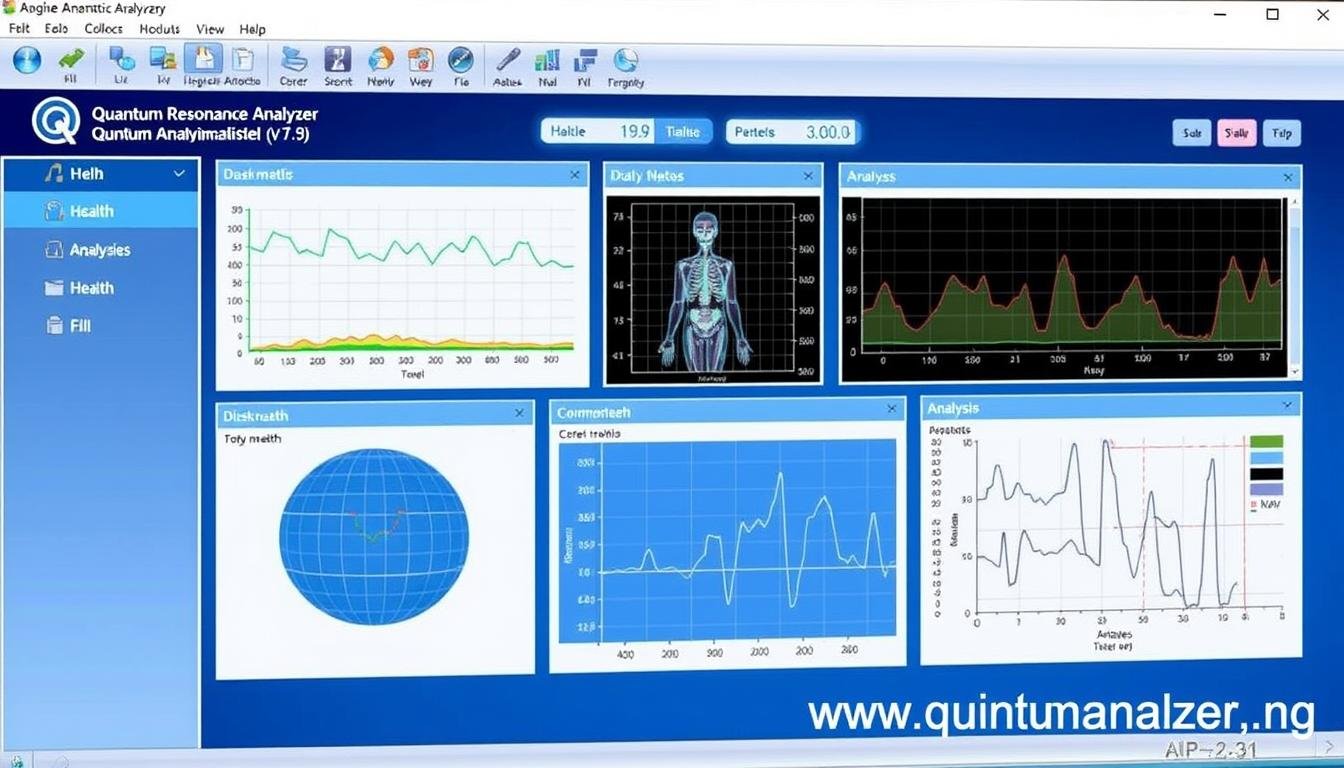 Quantum Resonance Magnetic Analyzer Software v7.9 interface showing new dashboard