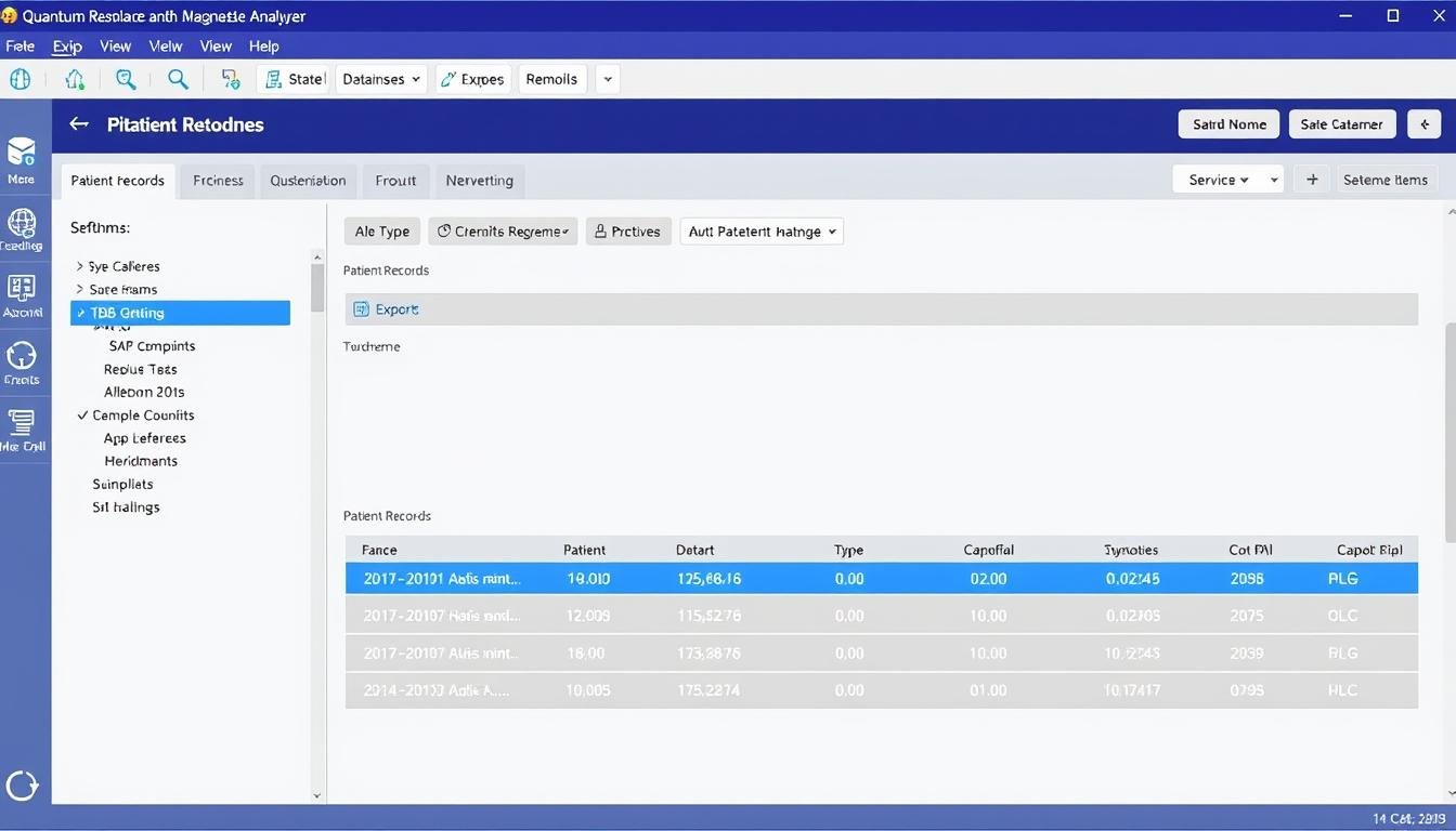 Quantum Resonance Magnetic Analyzer data management screen