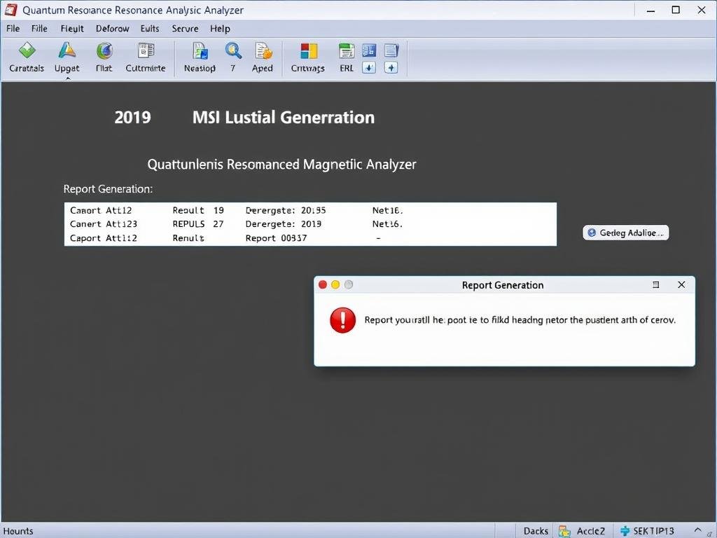 Quantum Resonance Magnetic Analyzer report generation screen