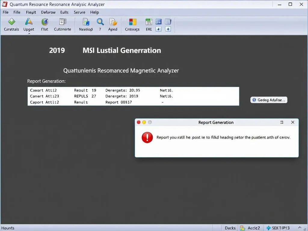 Quantum Resonance Magnetic Analyzer report generation screen
