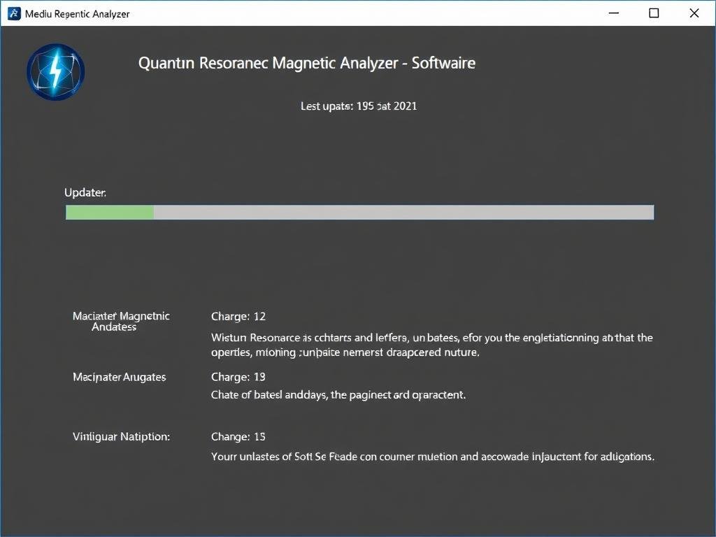 Quantum Resonance Magnetic Analyzer software update screen