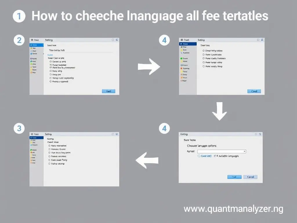 Step-by-step guide showing how to change language settings in the software Step-by-step guide showing how to change language settings in the software