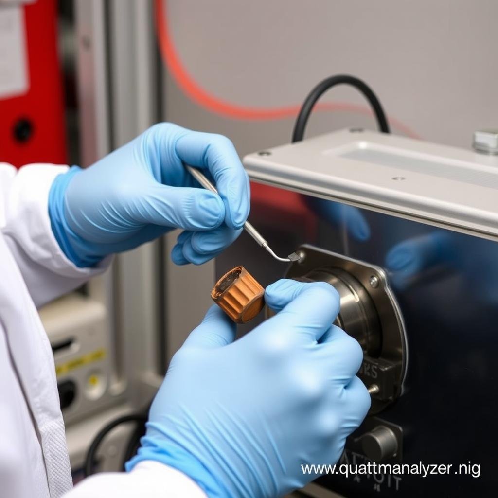Technician performing maintenance on a Quantum Resonance Magnetic Analyzer