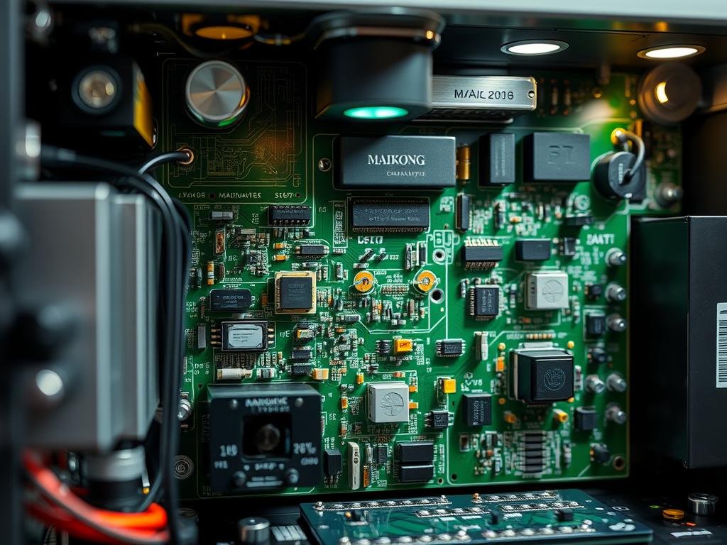 Internal components of MAIKONG Quantum Analyzer showing circuit boards and sensors