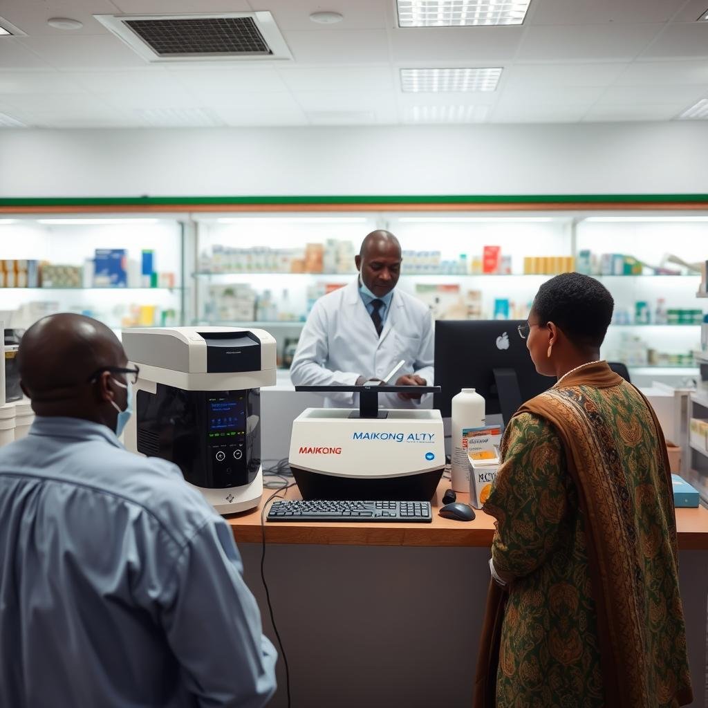 MAIKONG Quantum Analyzer in a Nigerian pharmacy setting