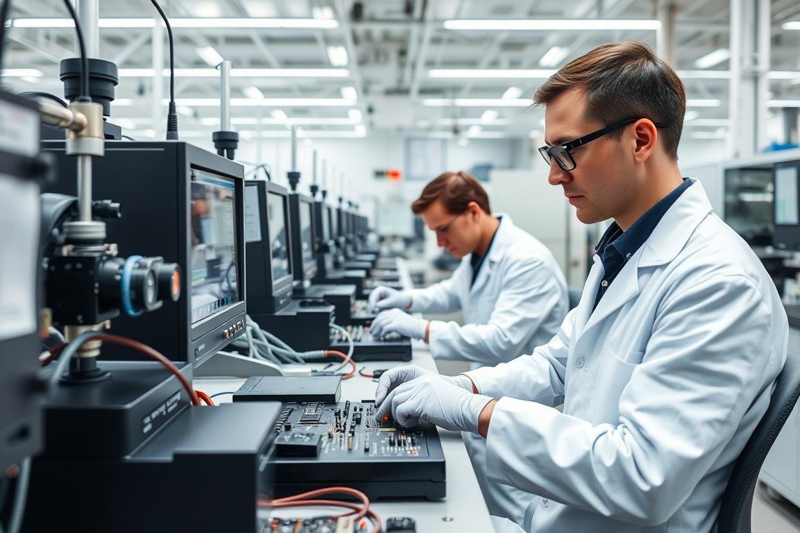 MAIKONG engineers testing and calibrating Quantum Resonance Magnetic Analyzer components