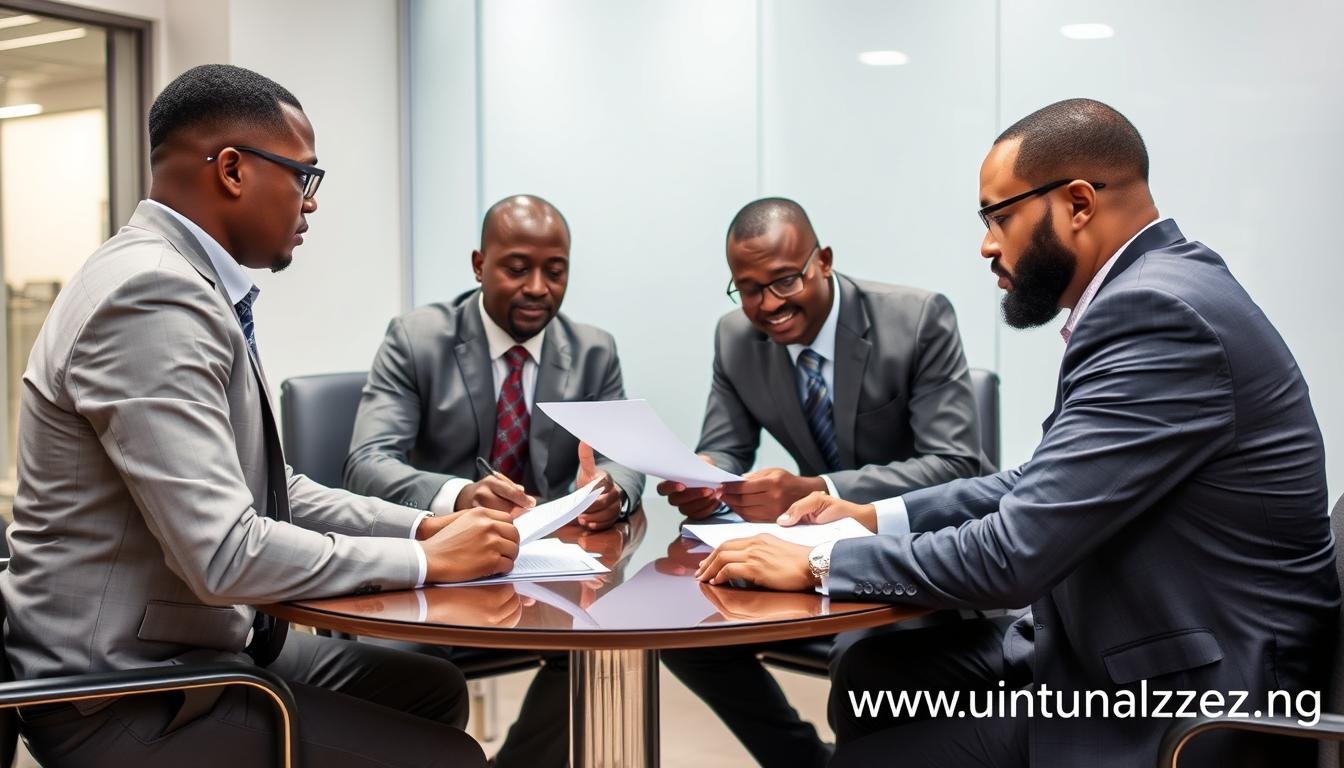 Nigerian business meeting discussing Quantum Analyzer distribution